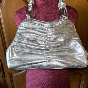 Sondra Roberts Metallic Silver Shoulder Bag